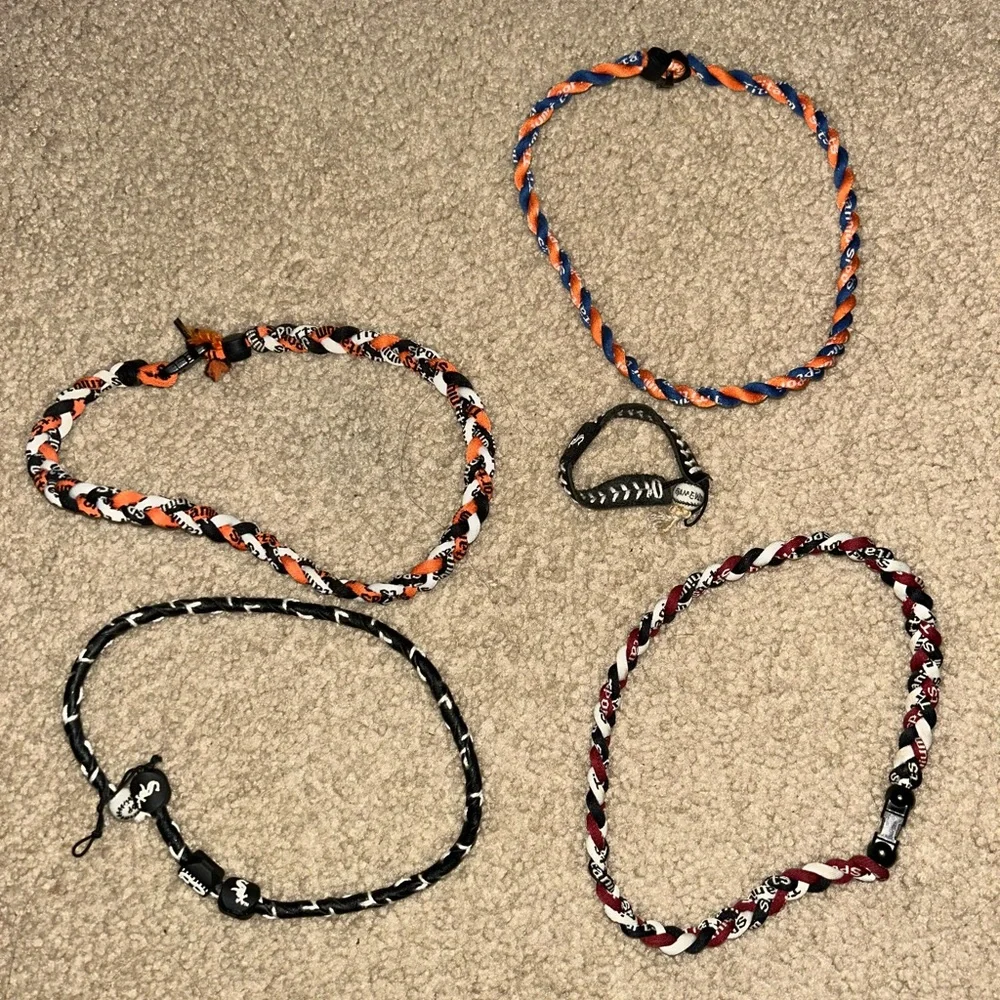 Set of Four Braided Necklaces and Bracelet